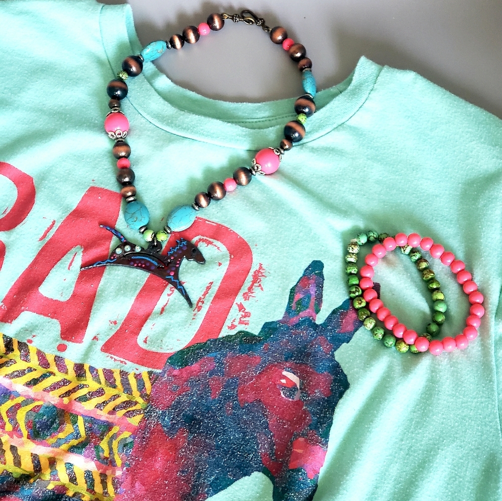 Western boho necklace and bracelet